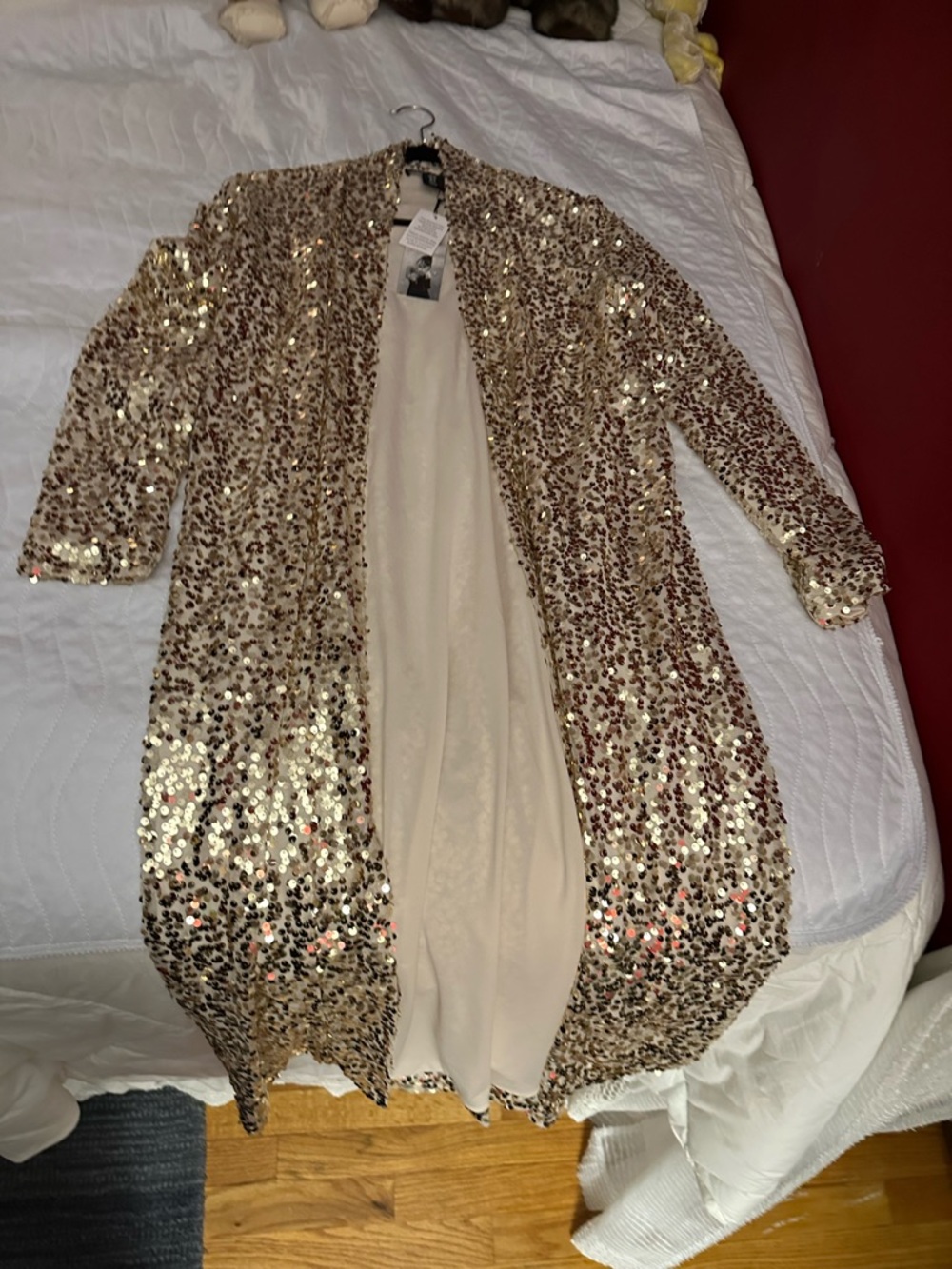 Sincerly Jules Gold Sequin Open-Front Coat